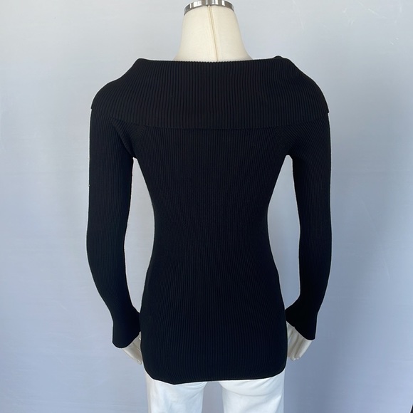 WHBM Black Cowl Neck Slit Sleeve Sweater X Small - Picture 13 of 14